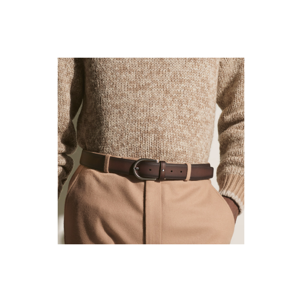 Horseshoe Buckle Brown 35 Leather Belt - Image 4