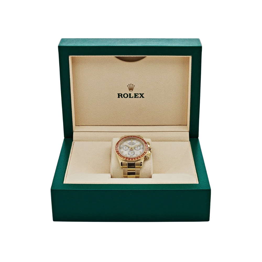 Rolex Daytona 116578SACO Yellow Gold Sapphire Bezel Mother Of Pearl Dial - Image 6